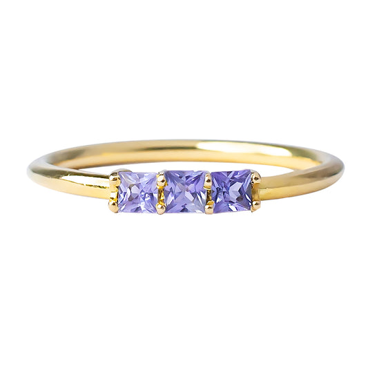 Anillo aro de oro amarillo de 18 kt con Zafiros Azul