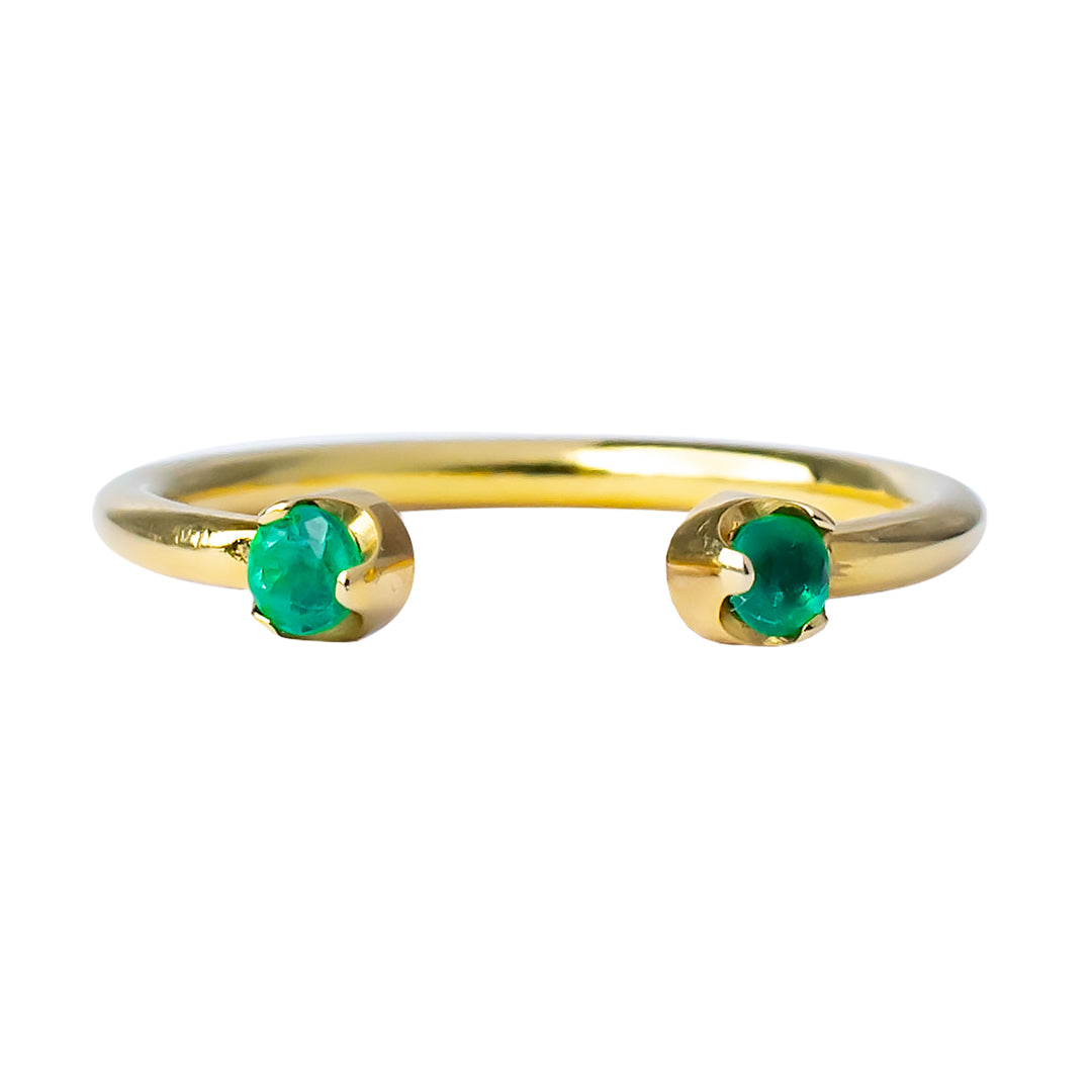 Anillo aro de oro amarillo de 18 kts con Esmeraldas