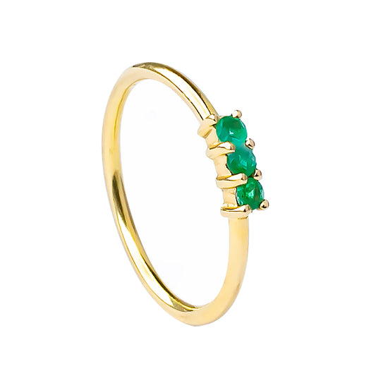Anillo aro de oro amarillo de 18 kts con Esmeralda