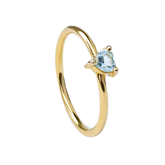 Anillo aro de oro amarillo de 18 kt Topacio Swiss Corazón