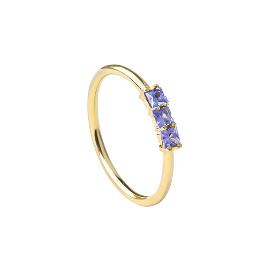 Anillo aro de oro amarillo de 18 kt con Zafiros Azul