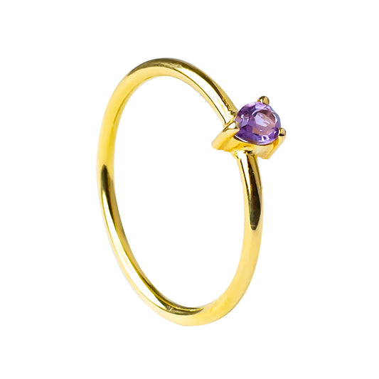 Anillo de oro amarillo de 18 kts con Amatista