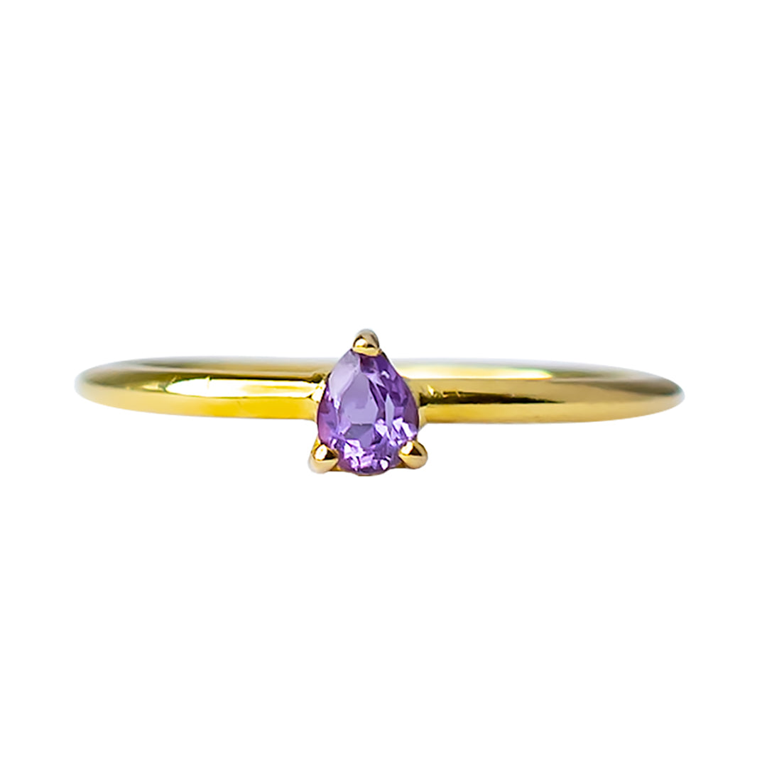 Anillo de oro amarillo de 18 kts con Amatista