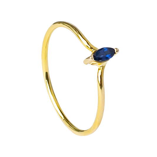 Anillo aro de oro amarillo de 18 kts con Zafiro azul