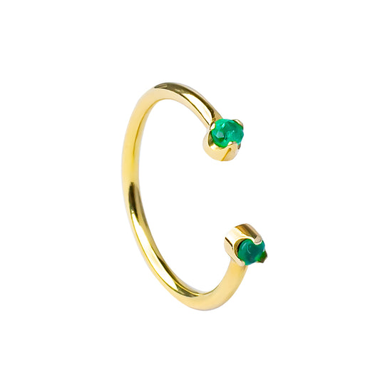 Anillo aro de oro amarillo de 18 kts con Esmeraldas